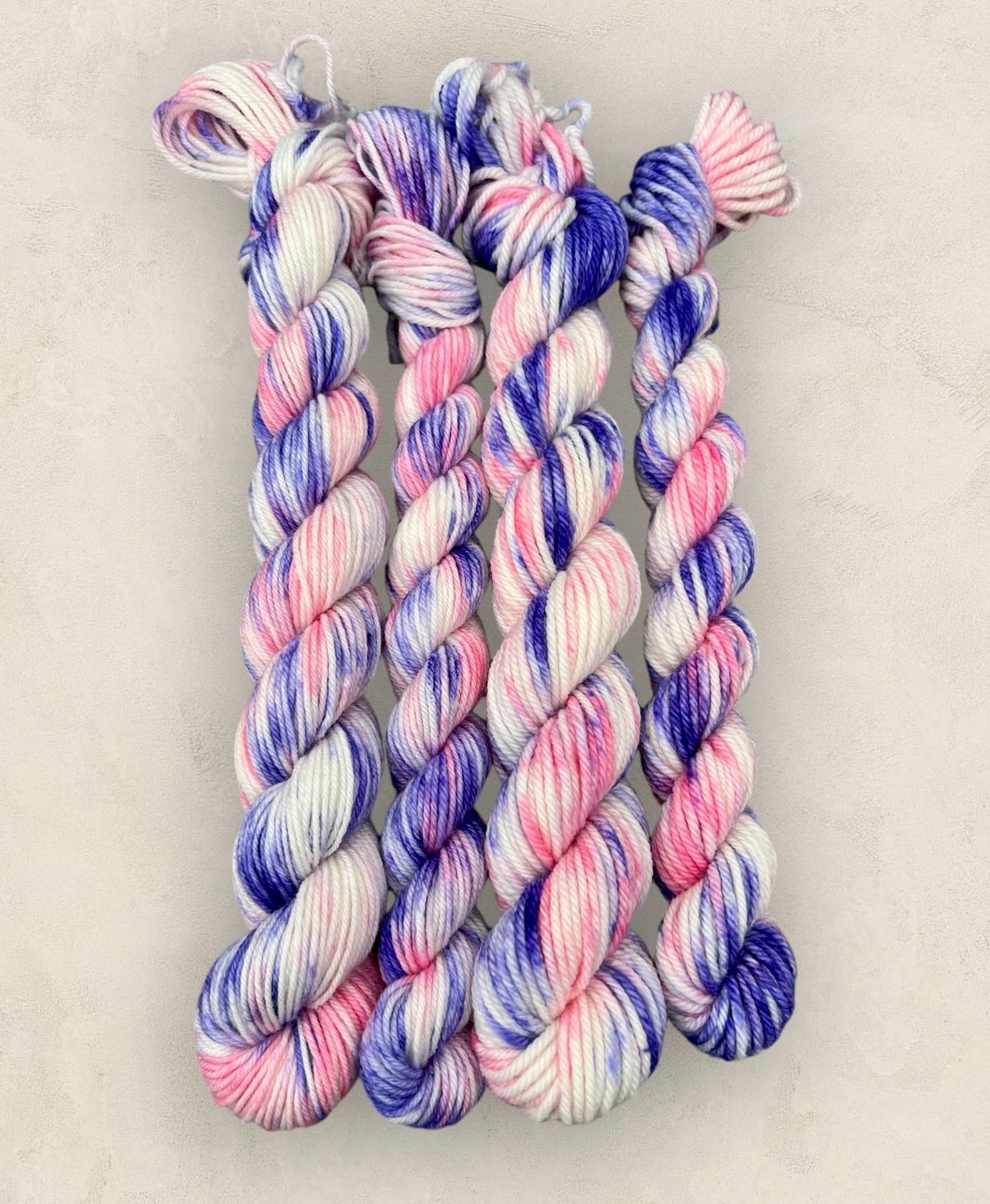 Morning Glory 4 Ply, or DK Yarn 20g - 10g Mini Skein Pink & Lilac. M02 image 3