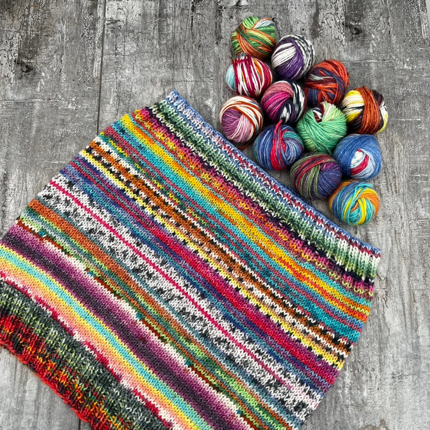 Knitting Kit Scrappy Cowl Neck Warmer - Opal Yarn, Needles and Knitting Pattern