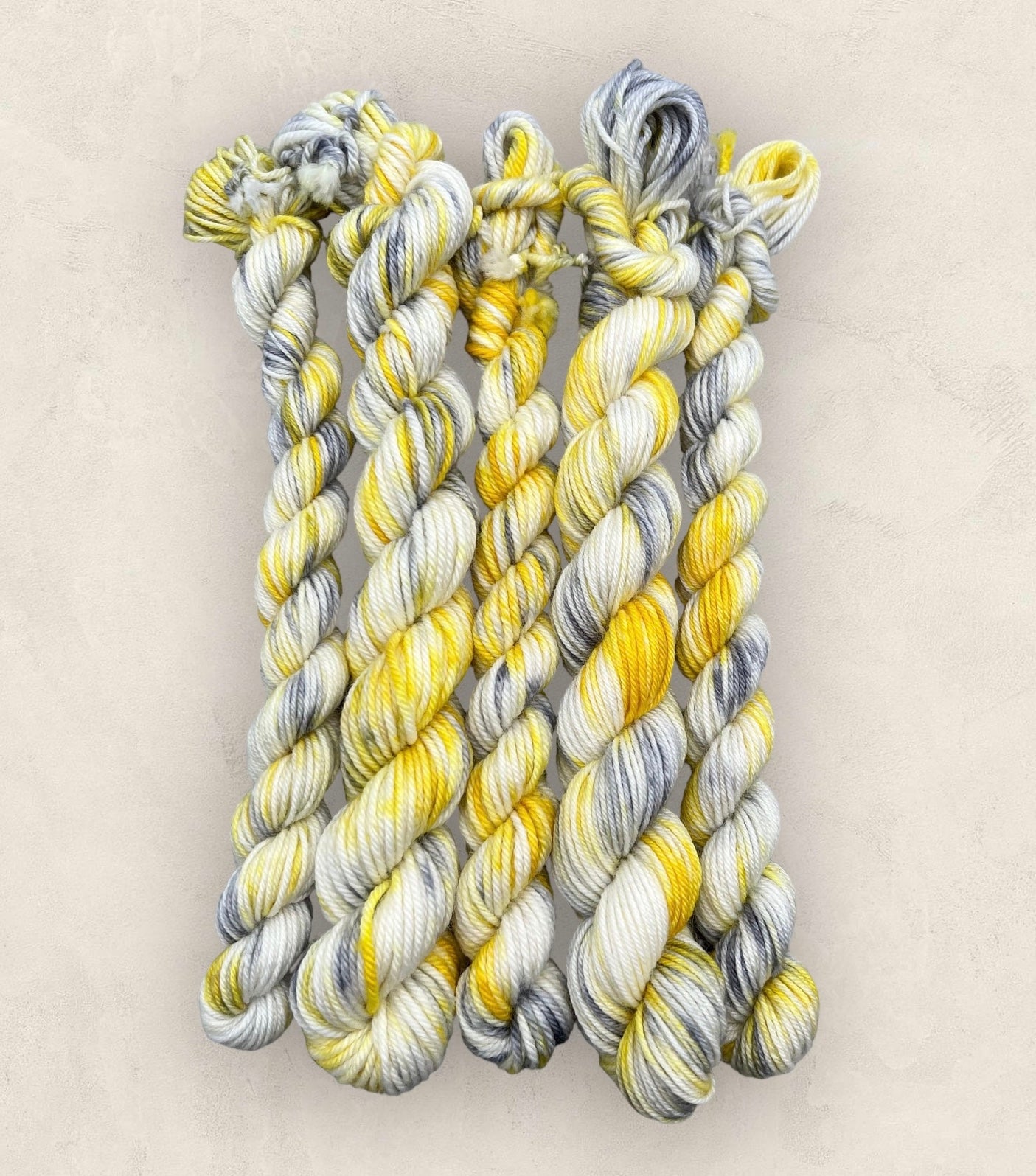 4 Ply, DK Yarn 20g - 10g Mini Skein Yellow Grey  M31 image 2
