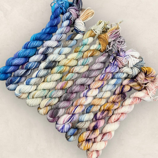 Hand Dyed Yarn Mini Skeins 10 x 10g 4Ply / Sock G13