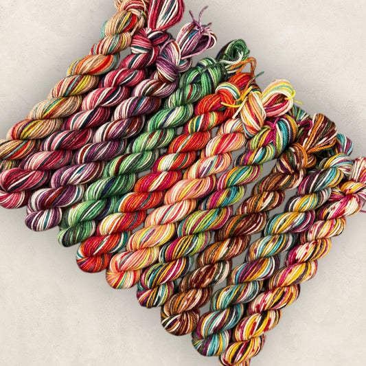 OPAL 10 x 10g Mini Skeins Knitting Crochet Wool 4Ply Mix Colour Pattern Bundle Variegated Yarn for Scrappy Socks Mitts, Hat or Cowl G22