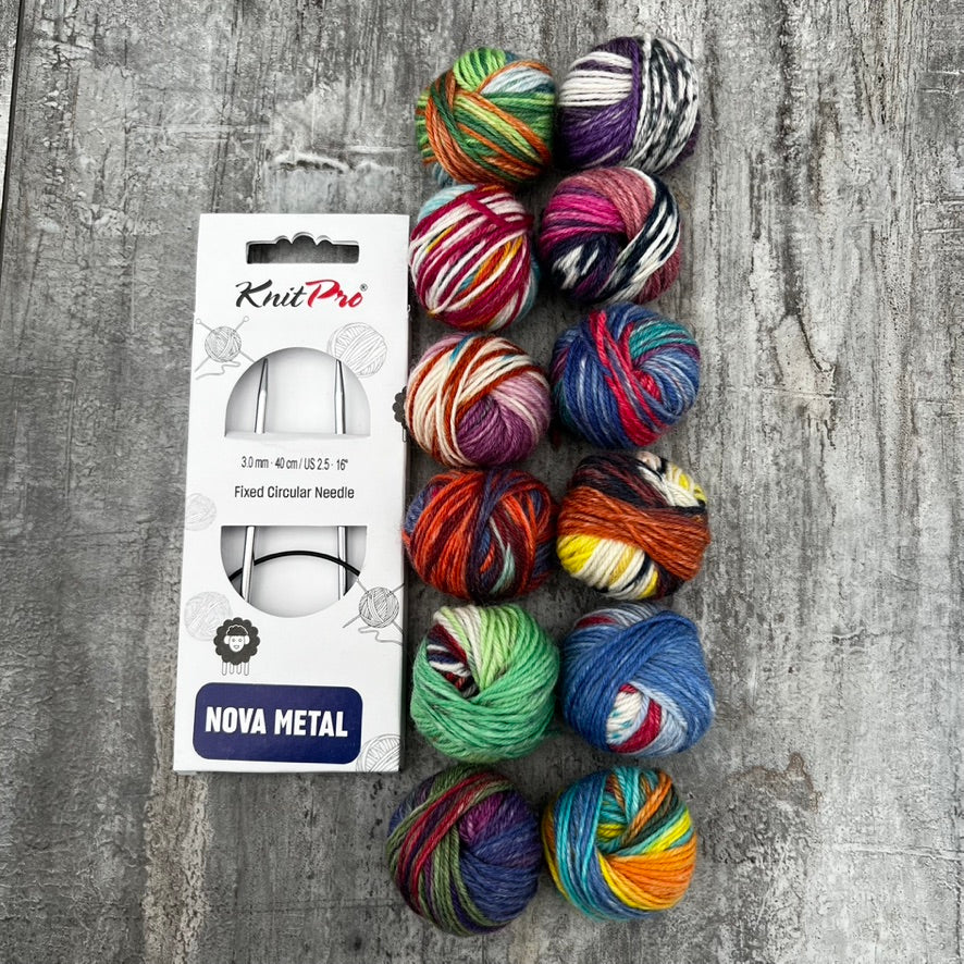 Knitting Kit Scrappy Cowl Neck Warmer - Opal Yarn, Needles and Knitting Pattern