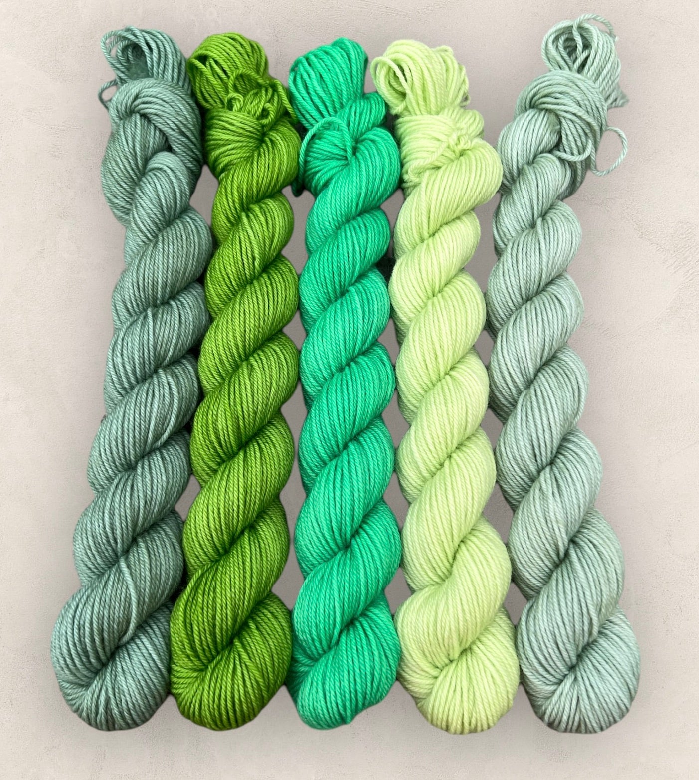 Mini Skeins  5 x 20g  Green Medley 4 Ply - Fingering Weigh image 2