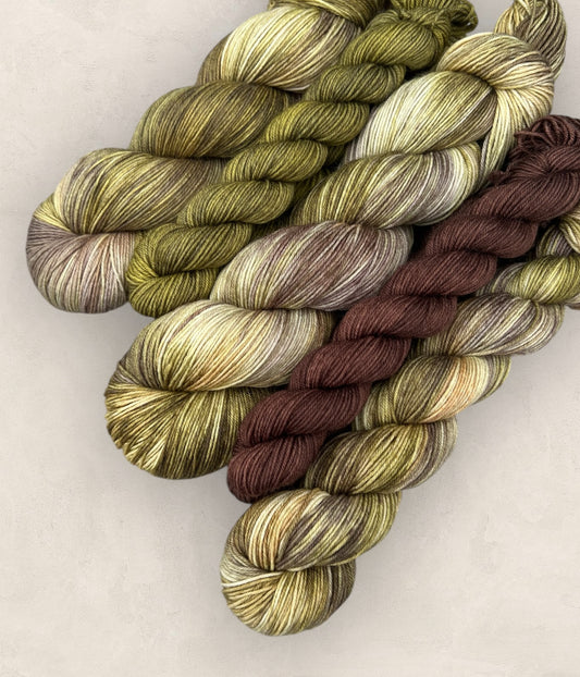 Woodland Moss Sock Set 4 Ply Hand Dyed Yarn