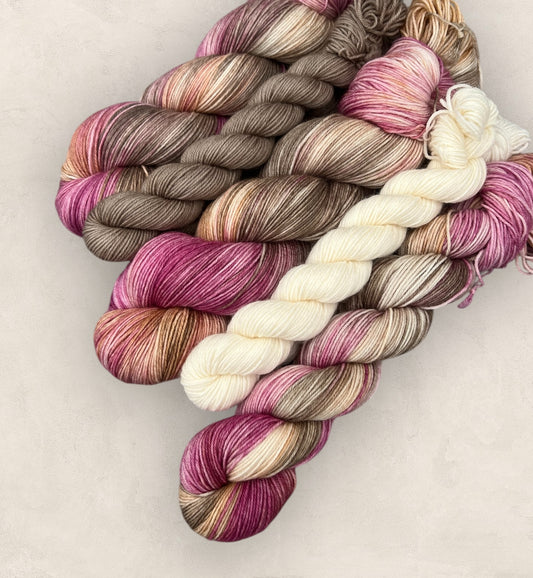 Berry Mocha Sock Set 4Ply Hand Dyed Yarn