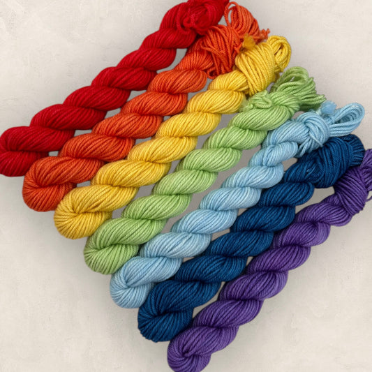 Rainbow Mini Skeins Set 7 x 20g 4 Ply / Sock - Fingering Weigh image 0
