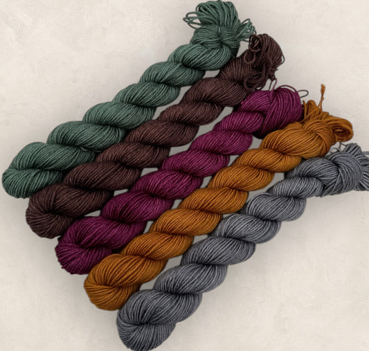 Mini Skeins Set 5 x 20g Winter Solstice 4 Ply / Sock - Fingering Weigh image 0