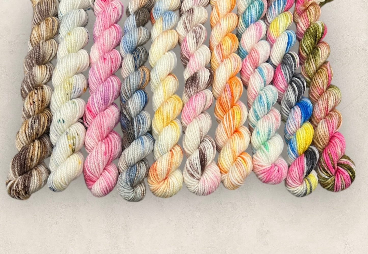 Hand Dyed Yarn Mini Skeins 10 x 10g 4Ply / Sock G12