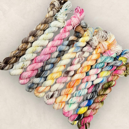 Hand Dyed Yarn Mini Skeins 10 x 10g 4Ply / Sock G12