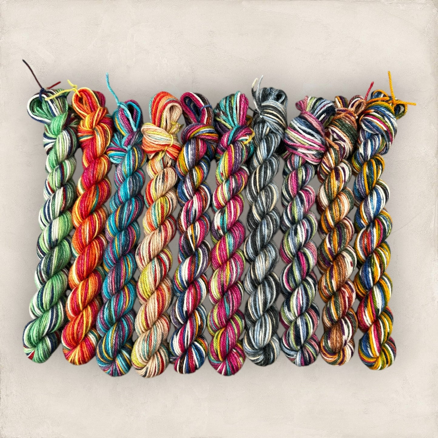 OPAL 10 x 10g Mini Skeins Knitting Crochet Wool 4Ply Mix Colour Pattern Bundle Variegated Yarn for Scrappy Socks Mitts, Hat or Cowl G21