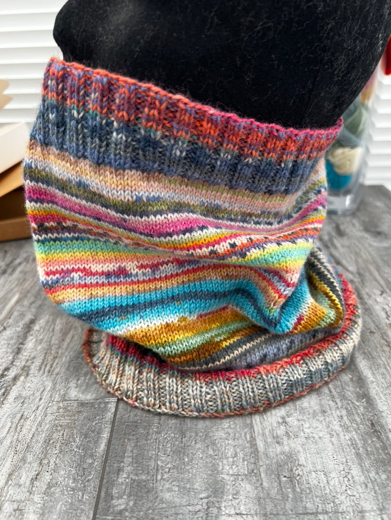 Knitting Kit Scrappy Cowl Neck Warmer - Opal Yarn, Needles and Knitting Pattern