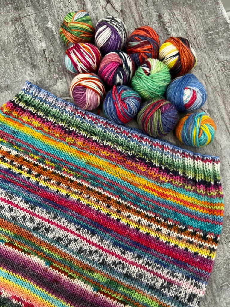 Knitting Kit Scrappy Cowl Neck Warmer - Opal Yarn, Needles and Knitting Pattern