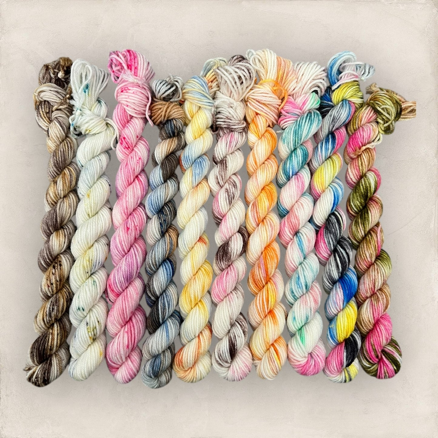 Hand Dyed Yarn Mini Skeins 10 x 10g 4Ply / Sock G12