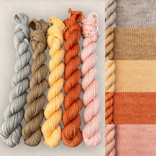 Caramel Pumpkin Mini Skein Set  5 x 20g  4 Ply / Sock image 0