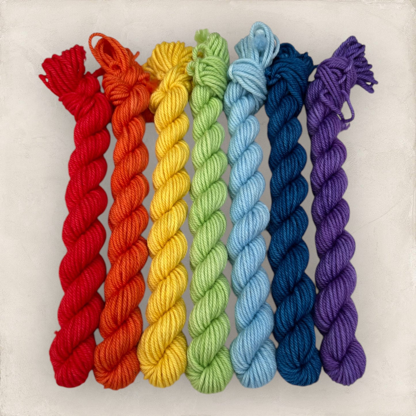 Rainbow Hand Dyed Yarn Mini Skeins 7 x 10g DK - Double Knitting image 0